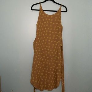 Dark beige w/ Lime detail Linen Dress